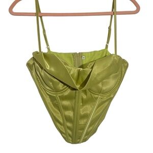 L14 GREEN CROPPED BONED CORSET- MEDIUM- lingerie